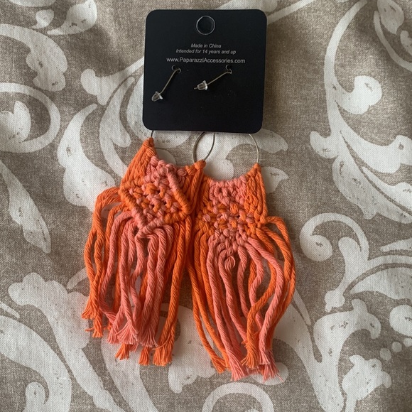 Paparazzi Macramé Rainbow Orange Earrings NEW WITH TAGS - Picture 3 of 7